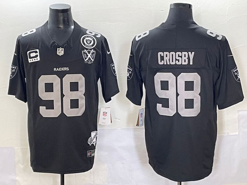 Men 2025 Oakland Raiders #98 Crosby Black Throwback Three generations Nike Limited NFL Jersey style 2